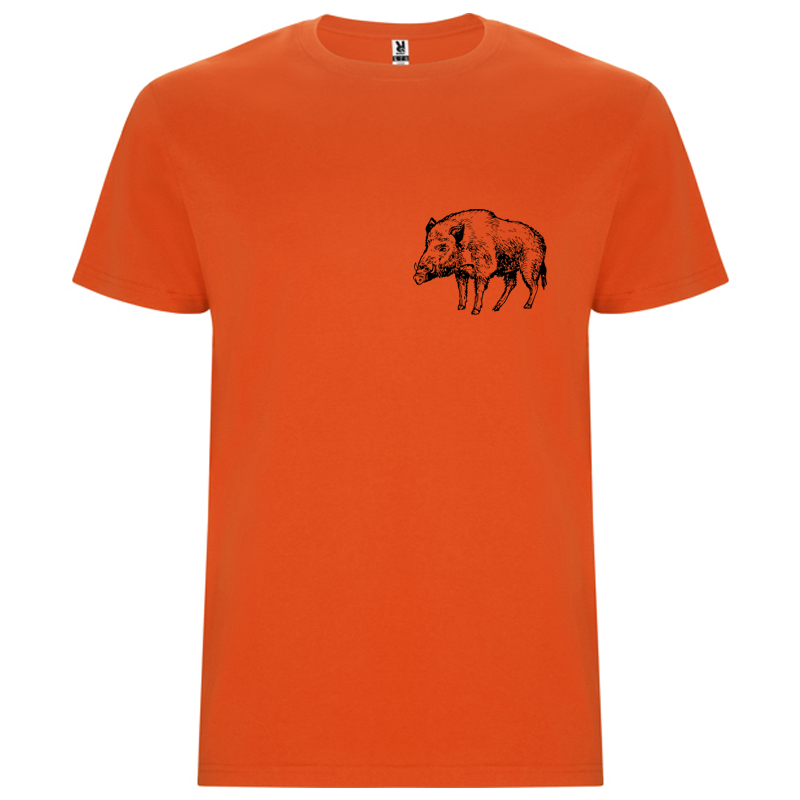 t shirt orange sanglier entier coeur