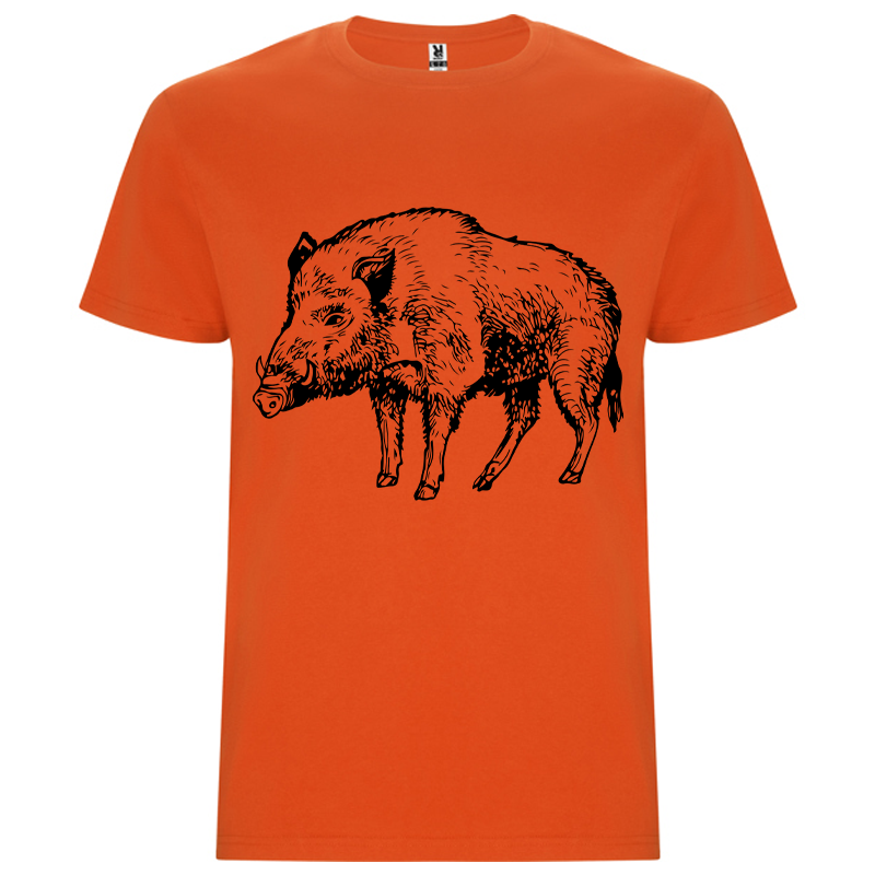t shirt orange sanglier entier devant