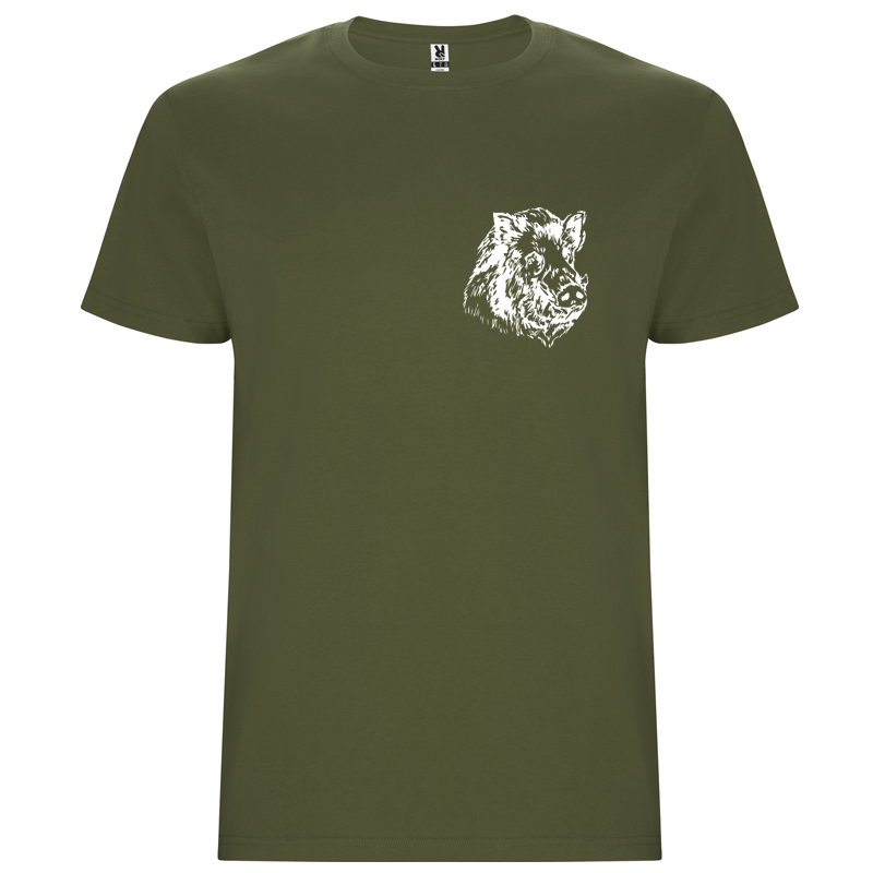 t shirt vert tete sanglier coeur