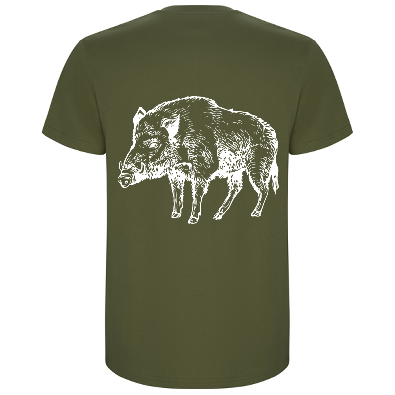T-shirt vert sanglier entier dos