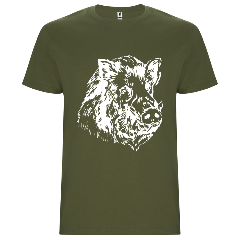 t shirt vert tete sanglier